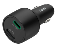 Ładowarka i akumulator HAMA ŁADOWARKA SAMOCHODOWA 32W, PD/QC 1X USB-C, 1X USB-A, CZARNA